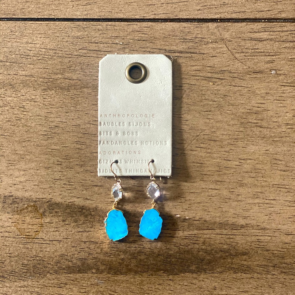 Anthropologie drop earrings with turquoise stone